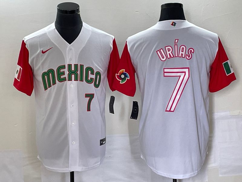 Men 2023 World Cub Mexico 7 Urias White white Nike MLB Jersey17